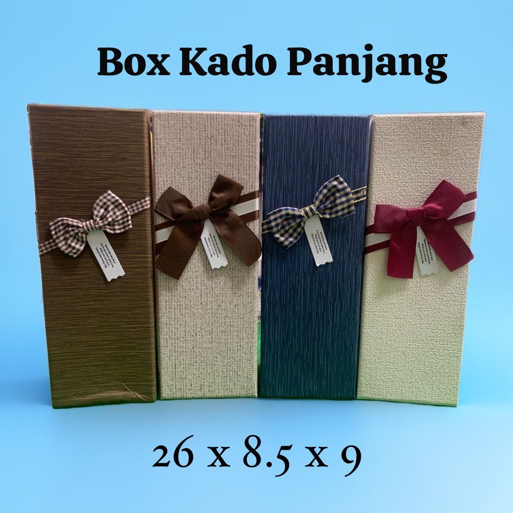 

box kado persegi panjang ukuran 26 x 8.5 x 9 cm satuan import dus tebal dus hampers