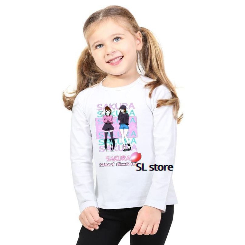 kaos atasan anak perempuan Lengan panjang Sakura Simulator School Cute usia 1-10tahun