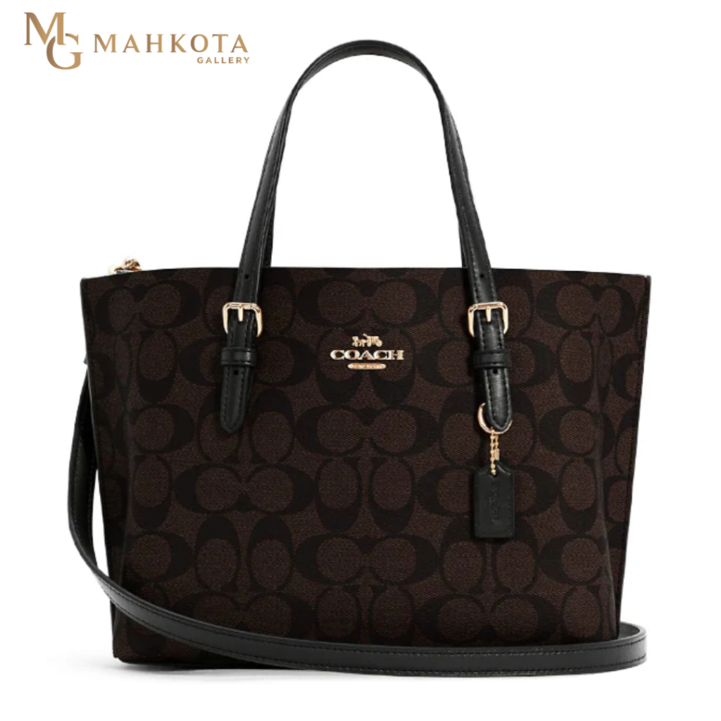 Tas Wanita Selempang Coach C4250 Mollie Tote 25 In Signature Canvas Gold/Dark Brown Black