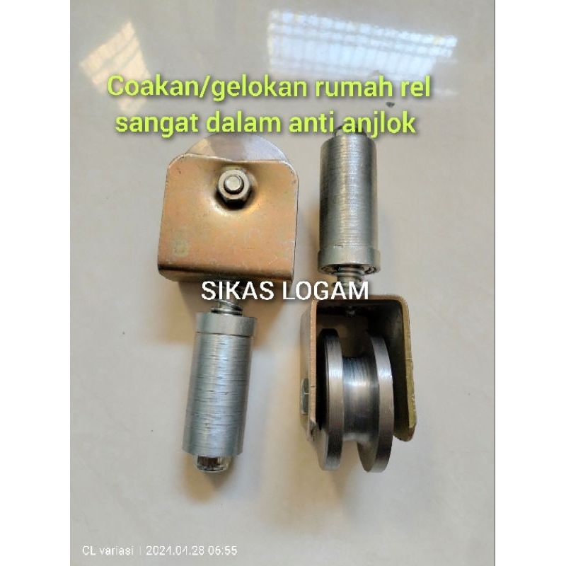 RODA sliding 8cm rel kotak 16-18mm pintu pagar besi