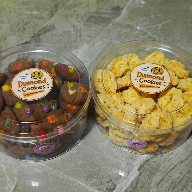 

【 DIAMONDCOOKIES 】PAKET BUNDLING JUMBO 2!! ( Coklat Chips - Kue Sagu ) • WISMAN • Premium • Mika Bulat • Isi 2 Mika Bulat