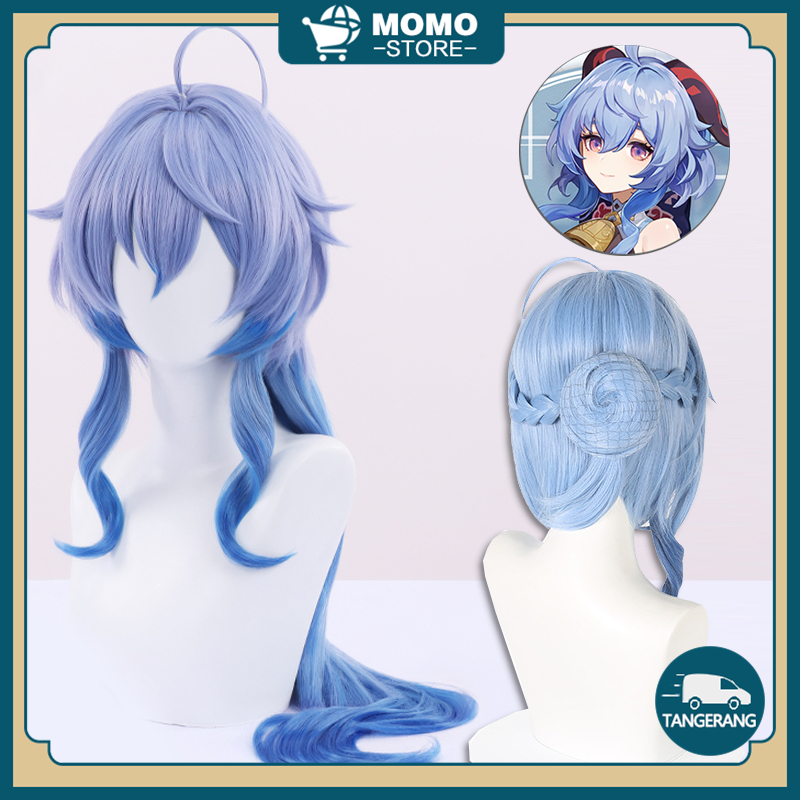 Wig Ganyu Genshin 45cm Wig Genshin Ganyu Wig Kualitas Tinggi