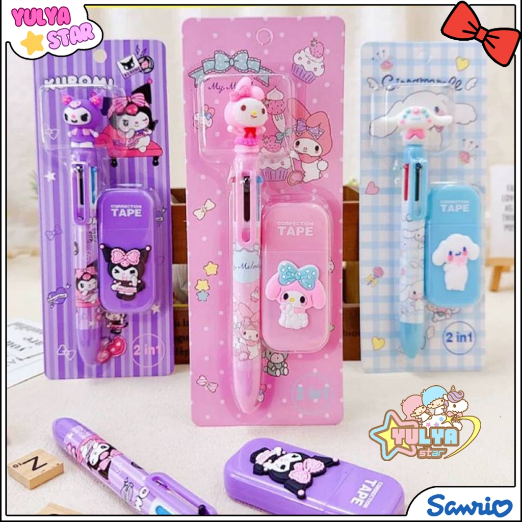 

Set Pulpen 6 warna SANRIO / pulpen 6 warna dengan correction tape