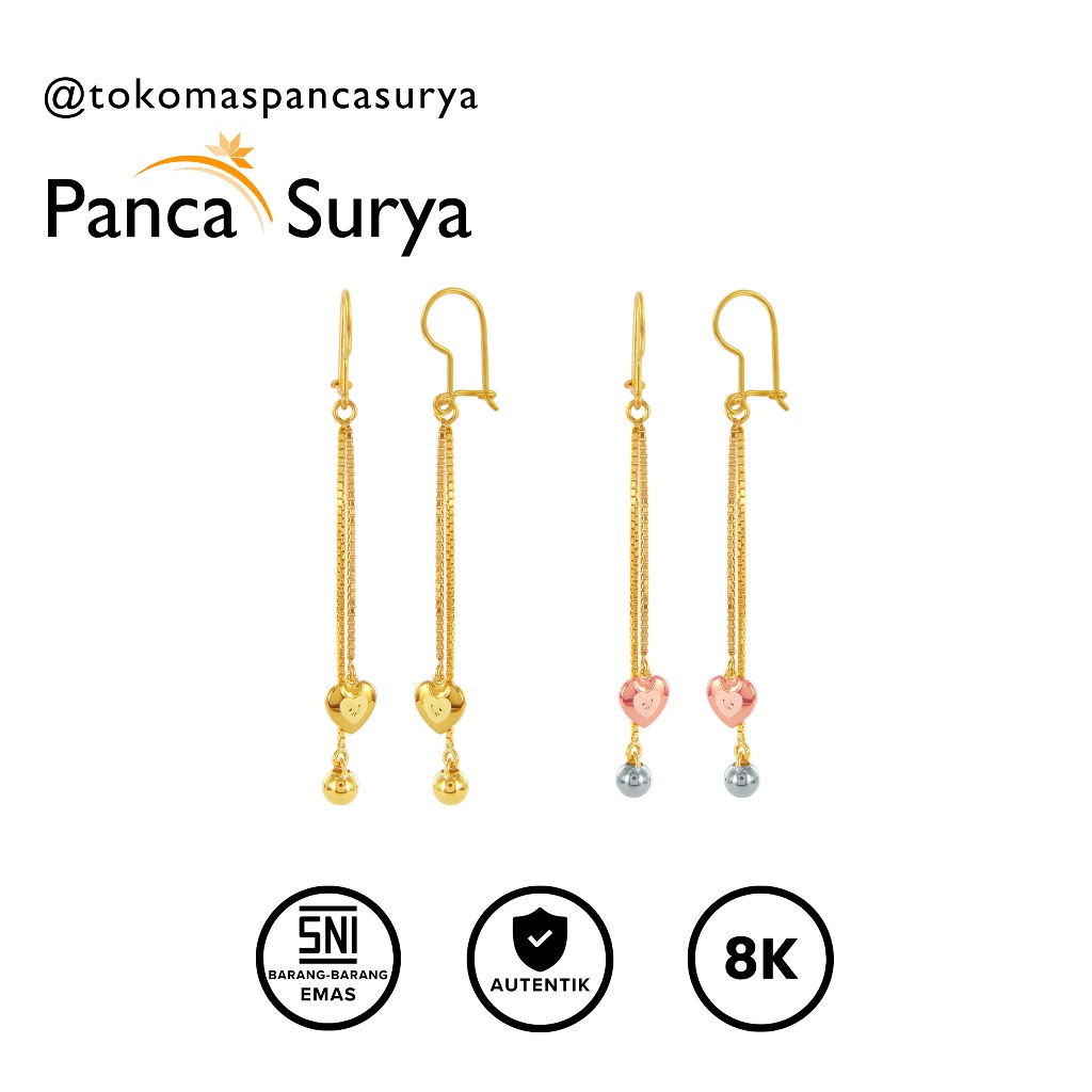 Anting Drop Italy Anting Jurai Bola Hati Love Emas 8K AAVar441