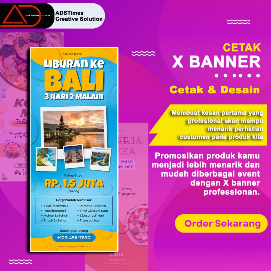 Paket Cetak X Banner & Y Banner + Tiang (Wisuda, Wedding, Olshop, Custom)