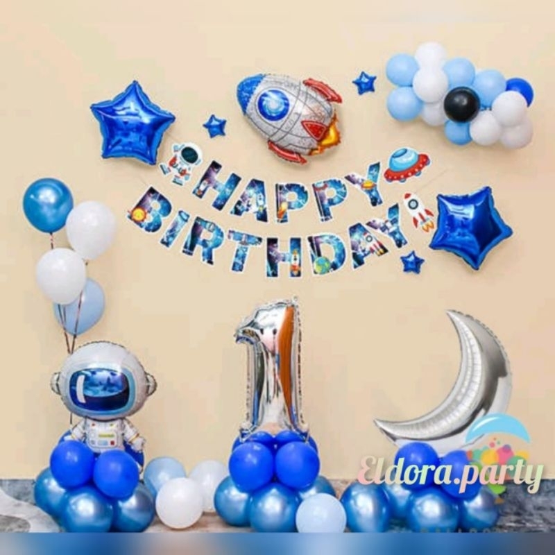 Paket dekorasi astronot/paket simple astronot/paket ulang tahun anak