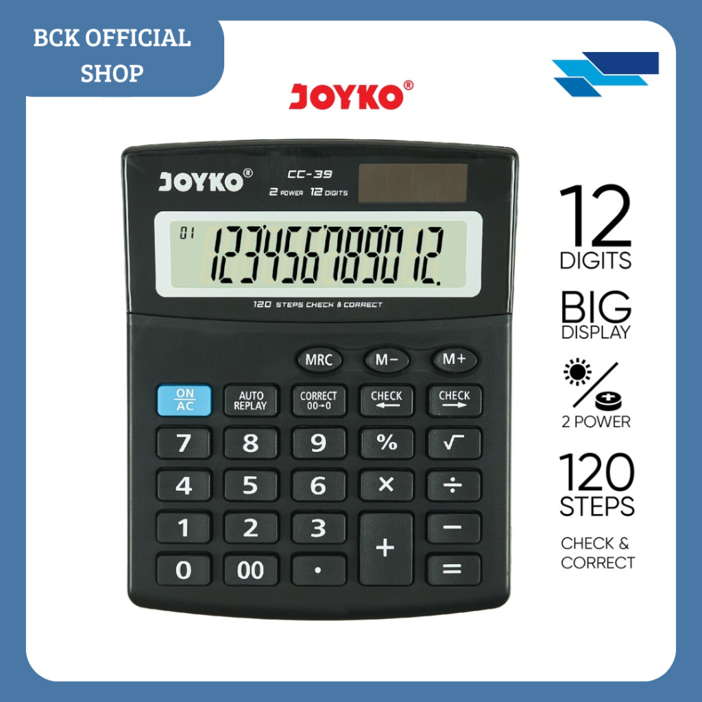 

Calculator CC 39 Kalkulator CC-39 12 Digits Check Correct Joyko