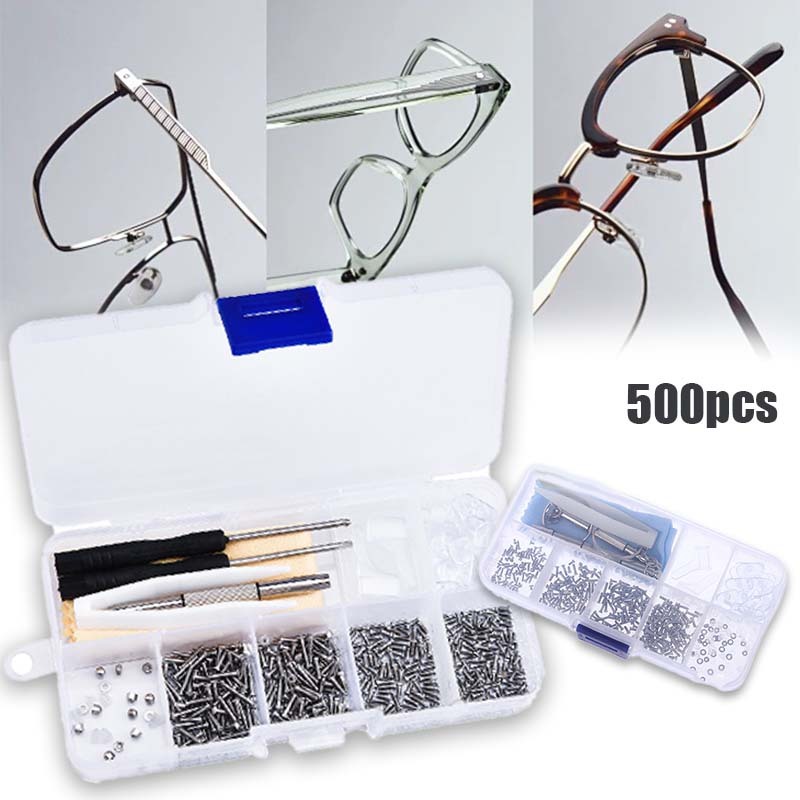 500pcs Set Reparasi Kacamata Glasses Paket Set Nose Pad/obeng Kacamata/baud Nose Pad Set Reparasi Ka