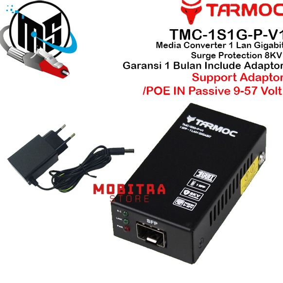 Tarmoc TMC1S1GPV1 1 SFP 1 LAN GIGABIT POE IN 957V Converter MC22L t K6O5