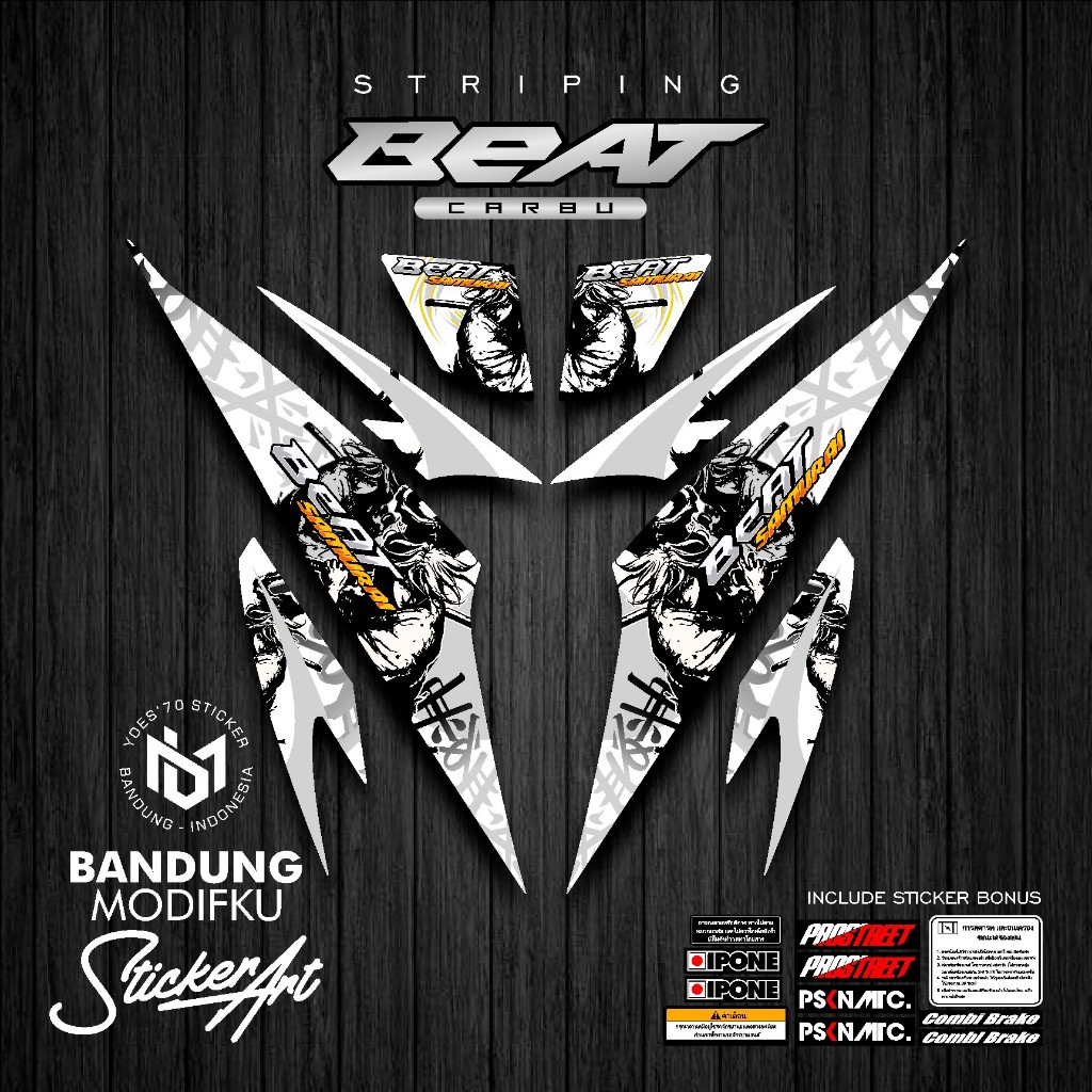 STRIPING STICKER MOTIF 32 / HONDA BEAT KARBU / BANDUNG MODIFKU / BETCARBU / STICKER VARIASI