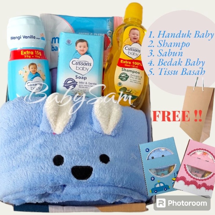 KODE G2Z9 PROMO FREE PAPERBAG HAMPERS BAYI PERLENGKAPAN MANDI MICROFIBER  HAMPERS ULANG TAHUN ANAK  