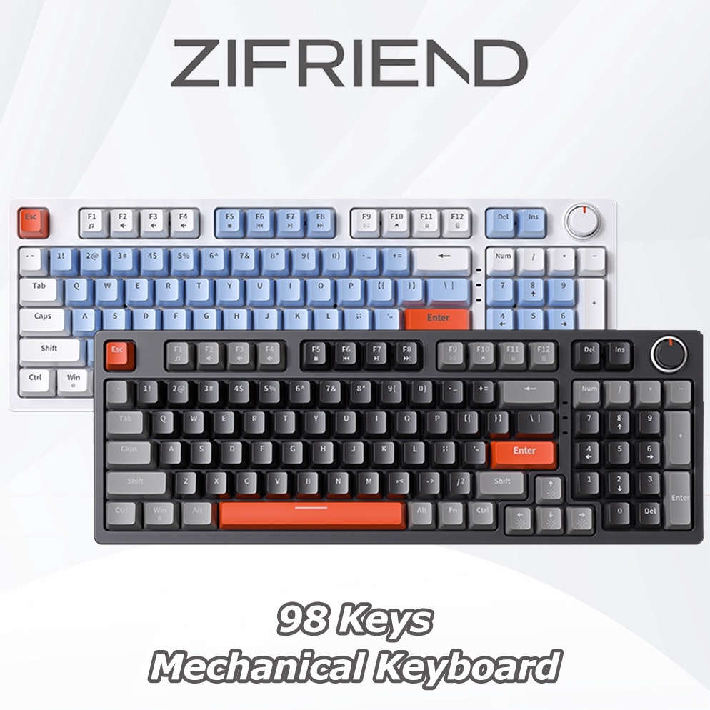ZIFRIEND ZA981 98 Tombol Keyboard Mekanik Biru Merah Switch Wired RGB Backlit Gaming Keyboard Dengan