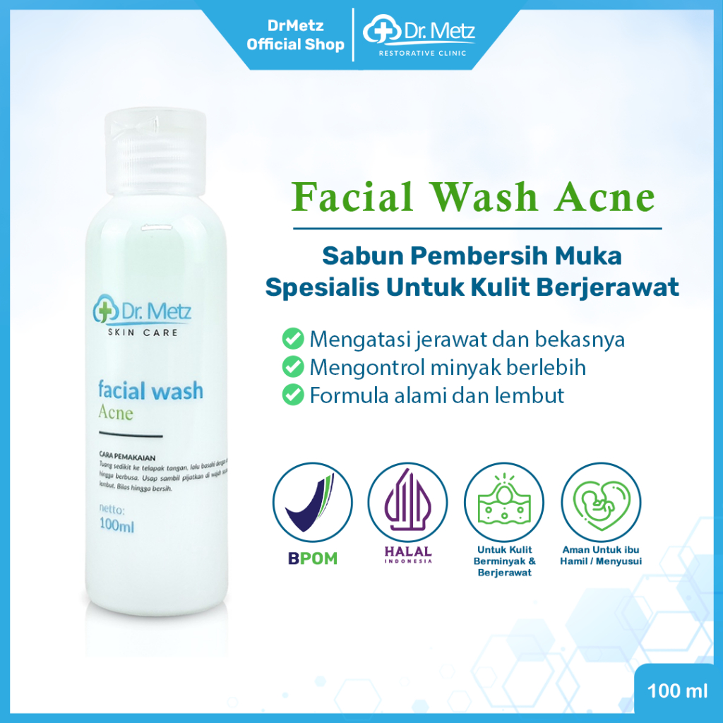 Dr Metz Skincare Facial Wash Acne 100 ML - Sabun Muka Untuk Wajah Berjerawat