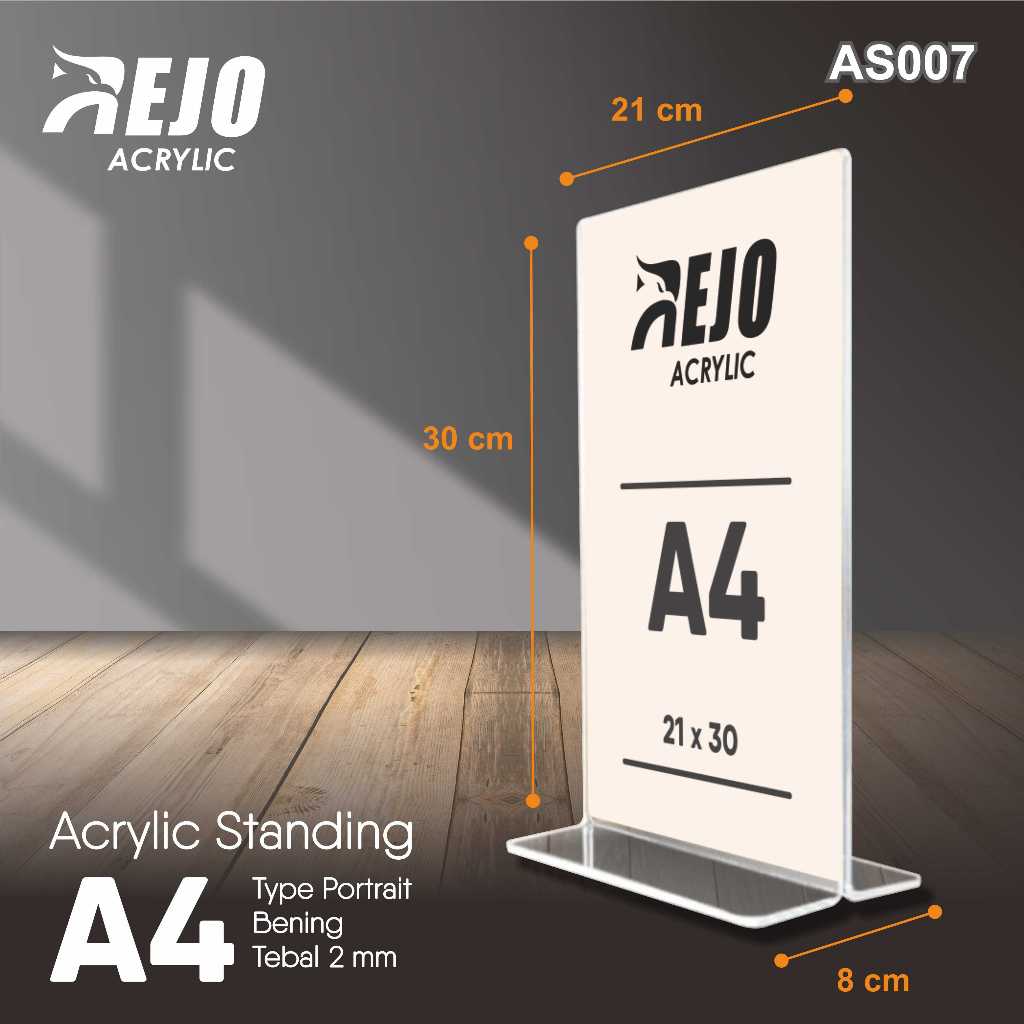 

Acrylic Display Standing A4 Tent Card Vertical akrilik meja ukuran 21x30 cm Portrait Tent Holder tempat brosur bentuk T pajangan toko