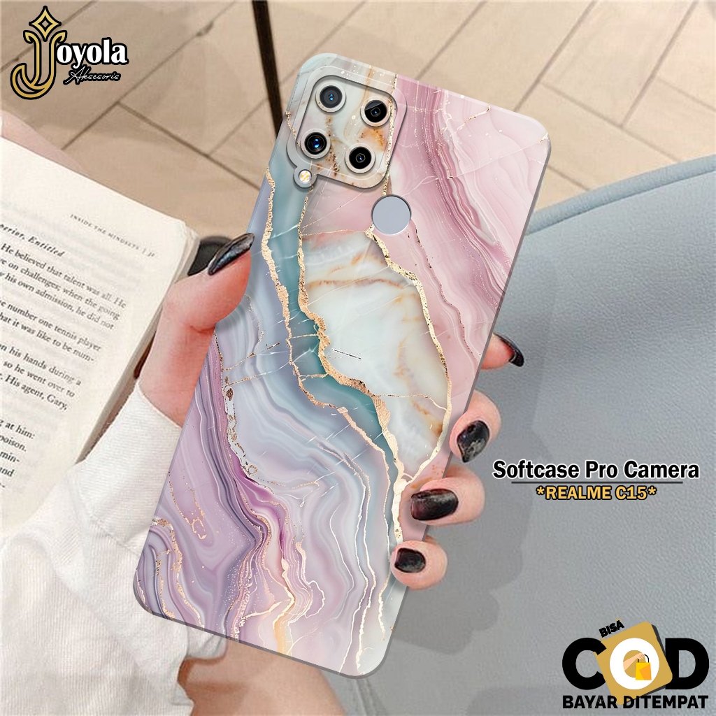JOYOLA Case Hp Realme C15 - Softcase Realme C15 Terbaru - Fashion Case Abstrak - Casing Realme C15 -