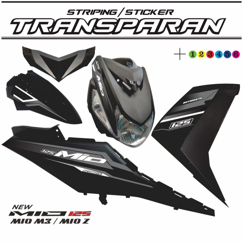 STRIPING TRANSPARAN MIO M3 STICKER MOTOR MIO M3 MOTIF TERBARU