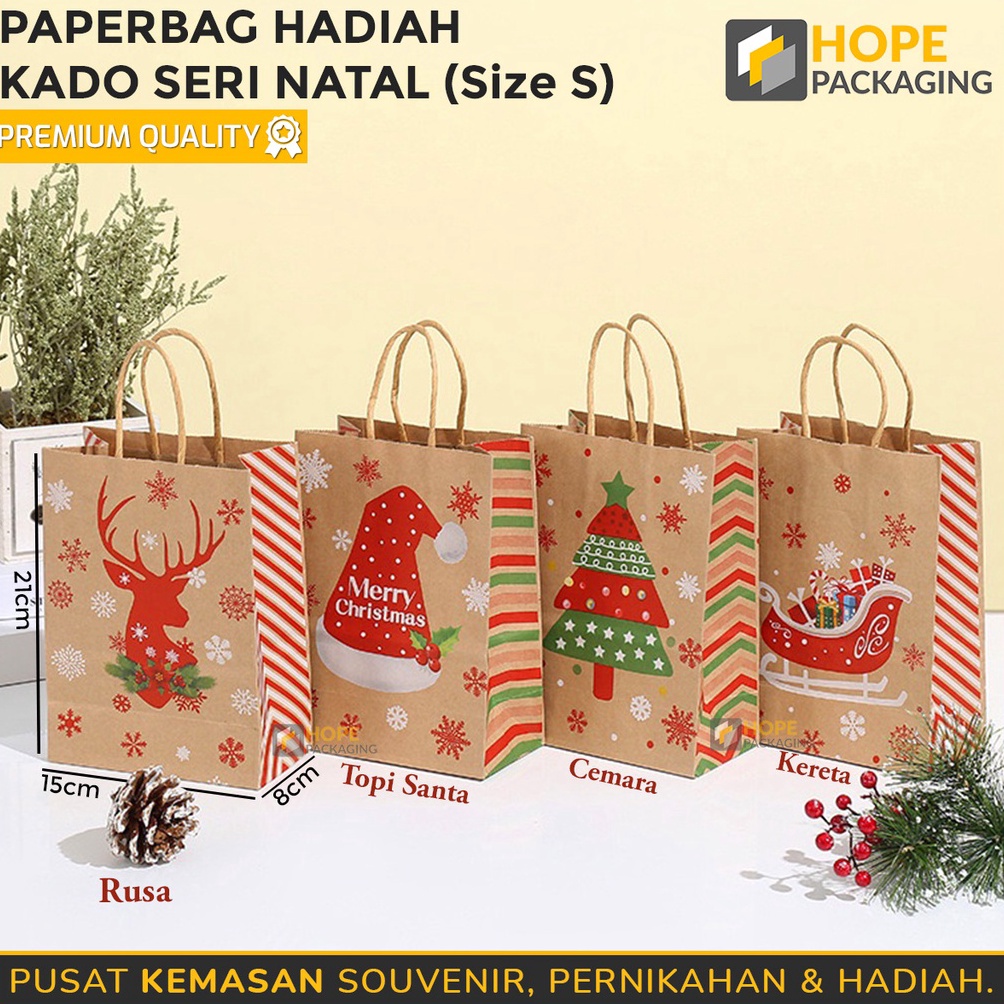 

ORIGINAL Harga 3 Pcs Paper Bag Kertas Natal Mini Size 21x15x8cm Kantong Hadiah Souvenir Natal Tas Jinjing Merry Christmas Tas Kado Tas Hampers Goodie Bag Kue Topler Jar