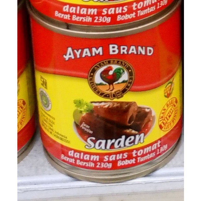 

AYAM BRAND 230 GR IKAN SARDINES KALENG SARDEN FISH DALAM TOMAT HALAL