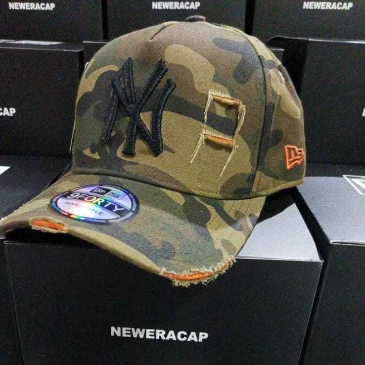 Topi Baseball NY sobek Import Premium Usa Army Trendy//Topi Pria camo loreng Wanita Outdoor Kekinian
