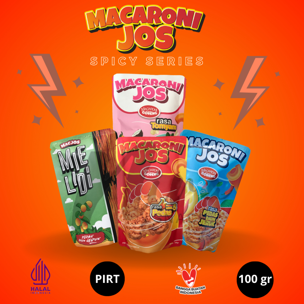 

Macaroni Jos | Makaroni & Mie Lidi Paket Bundling Isi 4 (Spicy Series)