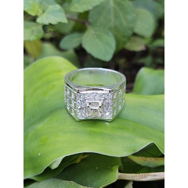 Cincin pria full berlian banjar cincin cowok silver handmade cincin perak murni cincin mewah murah