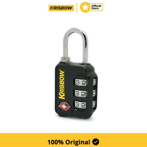 KODE E69N Krisbow Padlock Gembok Koper 3 Angka Zinc Alloy  Hitam