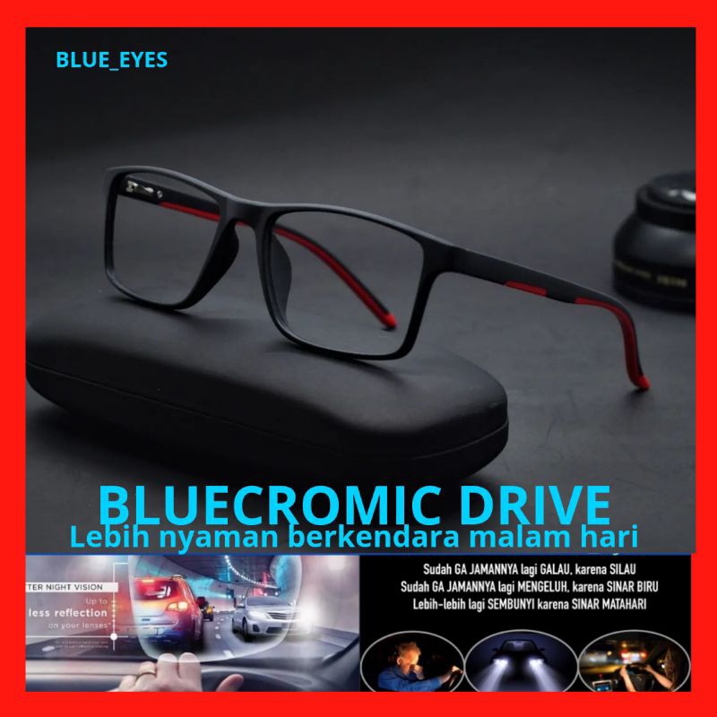 NQUE - Kacamata Bluecromic Drive Minus Photocromic Blueray Minus Antiradiasi 3 IN 1 Kacamata Pria