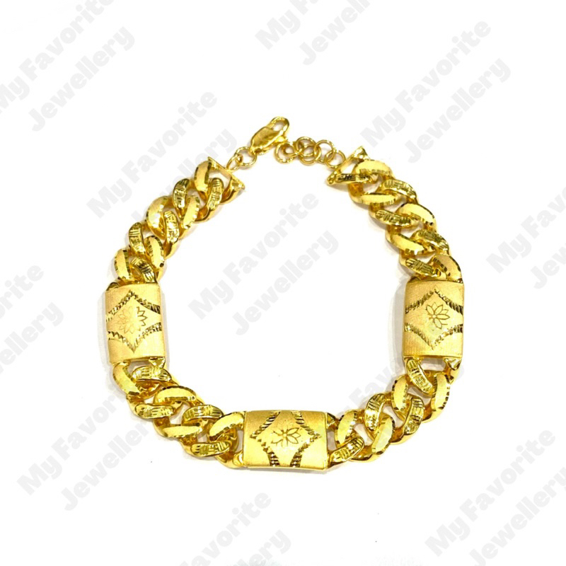 Gelang Sisik Naga Papan Tiga Emas Asli Kadar 700