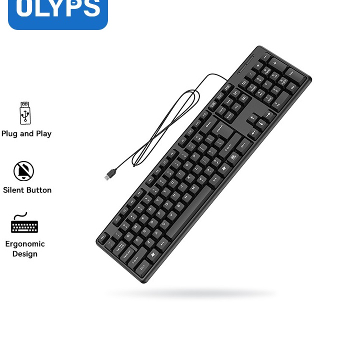 Tawaran OLYPS Keyboard Wired Portable USB Kabel 14 Keys Silent Button untuk PC  Laptop
