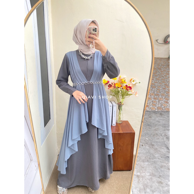 REA MAXI - GAMIS WARNA ABU / GAMIS WARNA HIJAU ARMY / GAUN PESTA MUSLIMAH DRESS BRIDESMAID HIJAB MUR