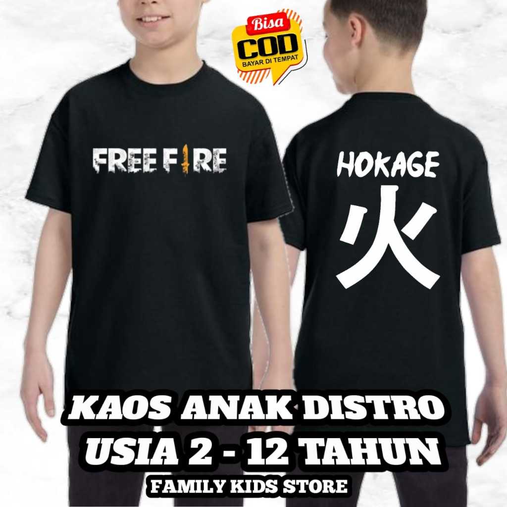 (BISA COD) KAOS ANAK BAJU ANAK FF FREE FIRE SQUAD HOKAGE GAME FF FREE FIRE