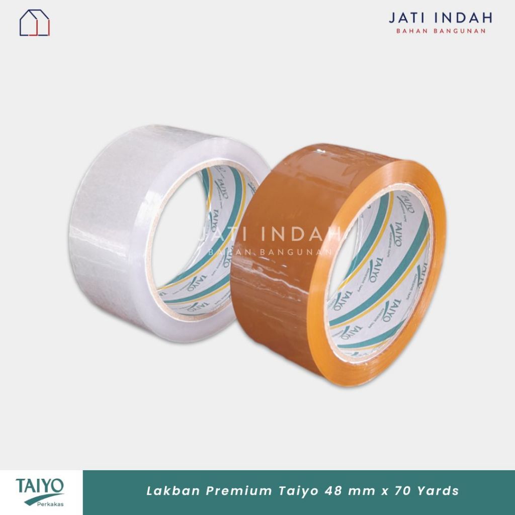 

Isolasi Lakban OPP Premium TAIYO 48 mm x 70 yards Bening & Coklat