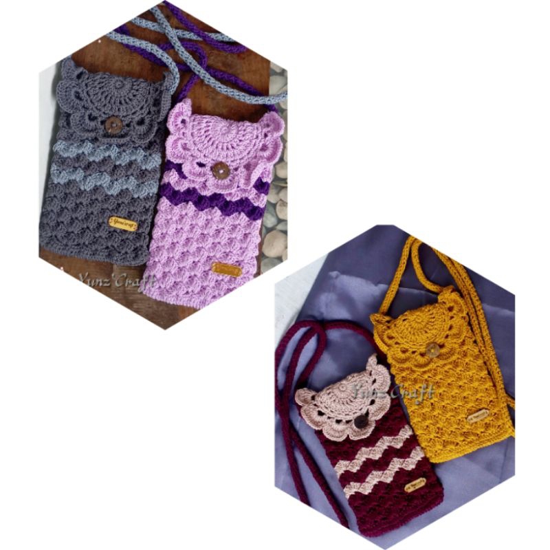 tas selempang wanita, tas rajut hp, tas hp selempang, tas wanita rajut