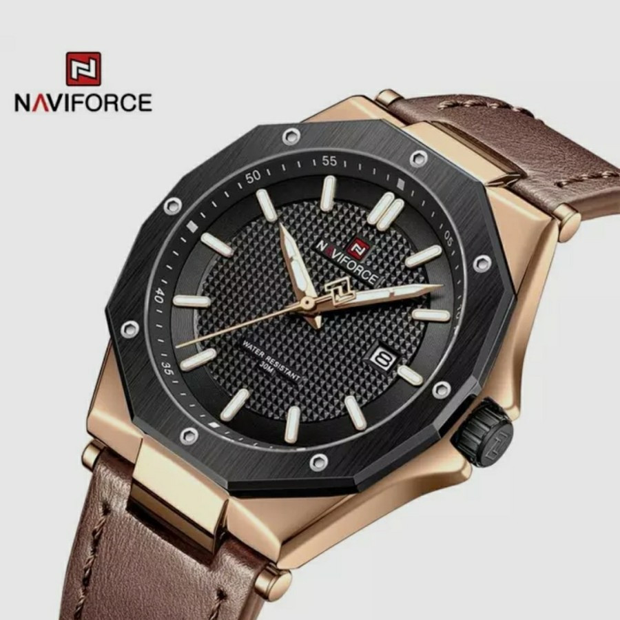 Naviforce 9200 Jam Tangan Pria Original Leather Kulit  NF9200