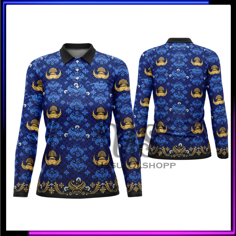 Baju Korpri | Baju Korpri Wanita | Batik Korpri terbaru | Seragam Korpri Lengan Panjang Fullprint