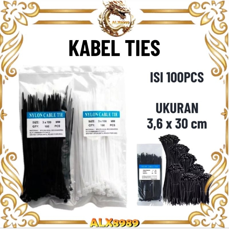 Kabel Ties / Kabel Tie / Cable Tis / Kabel Tis / Nylon Cable Tie 3,6mm × 300mm / 30cm Serbaguna Hita