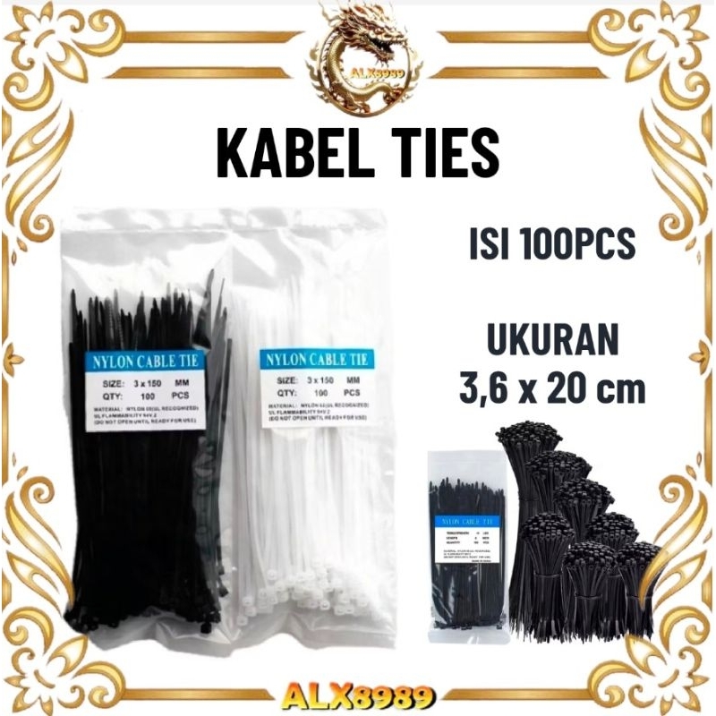 Kabel Ties / Kabel Tie / Cable Tis / Kabel Tis / Nylon Cable Tie 3,6mm × 200mm / 20cm Serbaguna Hita