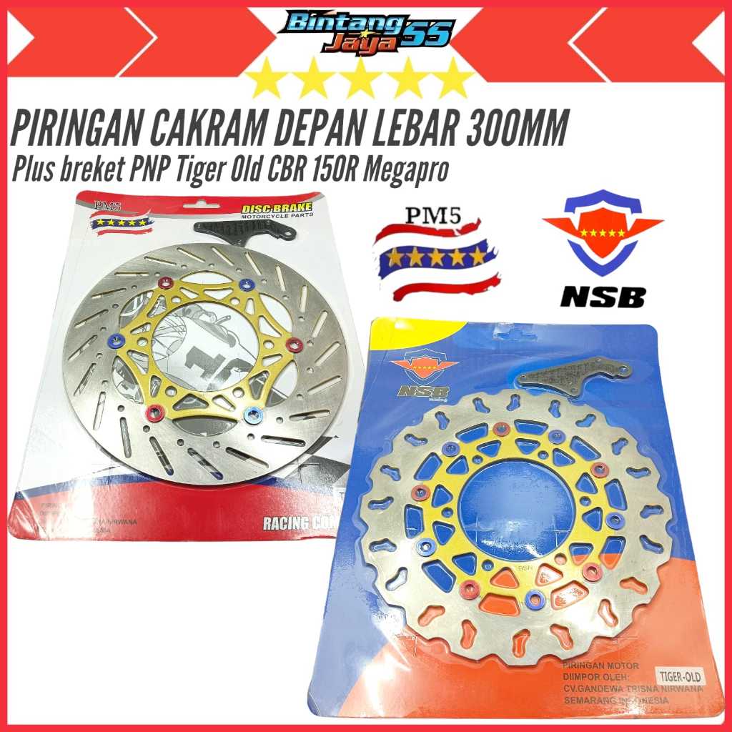 Piringan disc cakram depan lebar 300mm plus breket PNP Tiger Old CBR 150 R Megapro