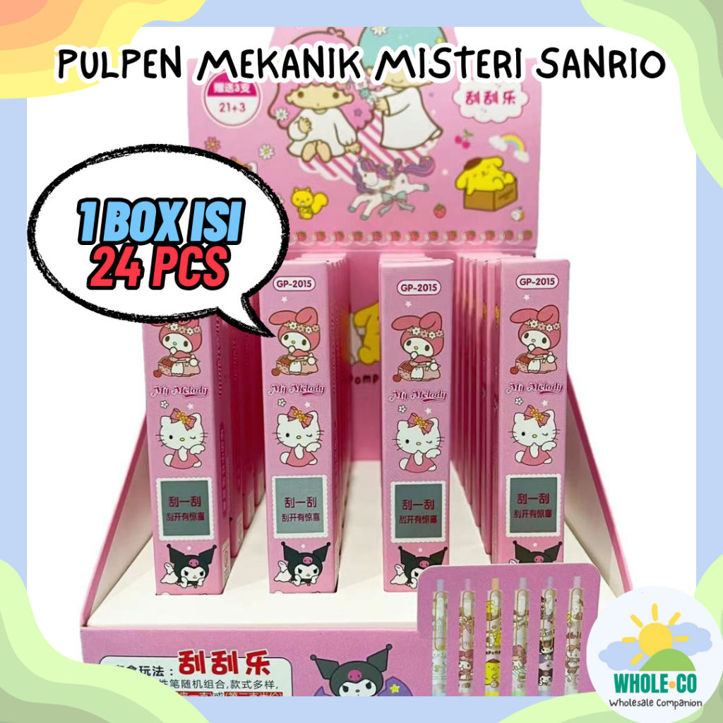 

(1 Box Isi 24 Pcs) Pulpen Mekanik Kotak Misteri Sanrio Premium Pena Cetek Melody Hello Kitty Lucu Unik Imut Termurah Grosir Cod