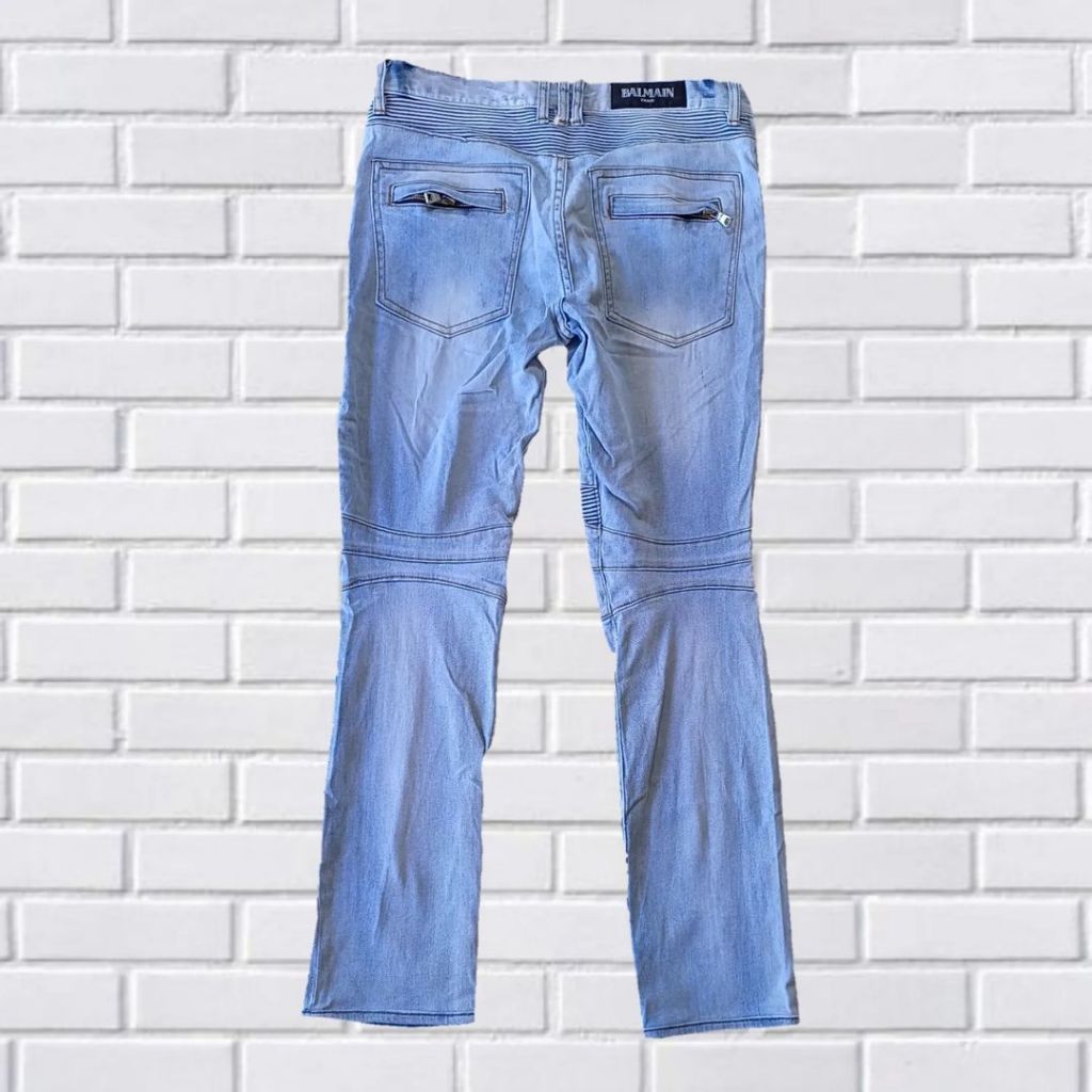 CELANA JEANS BALMAIN PARIS , SIZE 33-35 (SECOND BRANDED) SOFT BLUE, LP0012