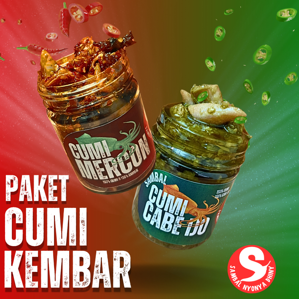 

Paket Cumi Kembar - Cumi Cabe Ijo dan Cumi Mercon - Sambal Nyonya Dhiny