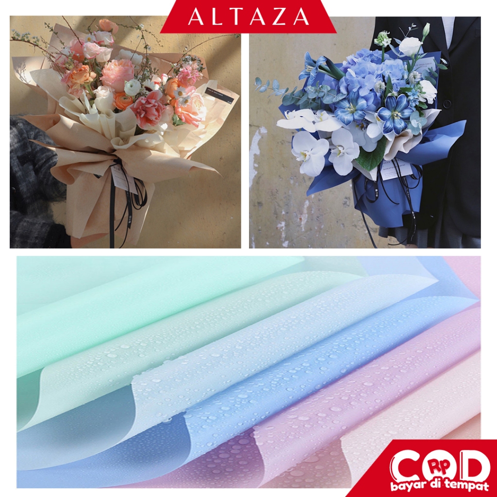 

ALTAZA (1PACK) 20 Lembar Flower Wrapping Paper Varian Polos Kertas Buket Bunga Cellophane Florist KB30
