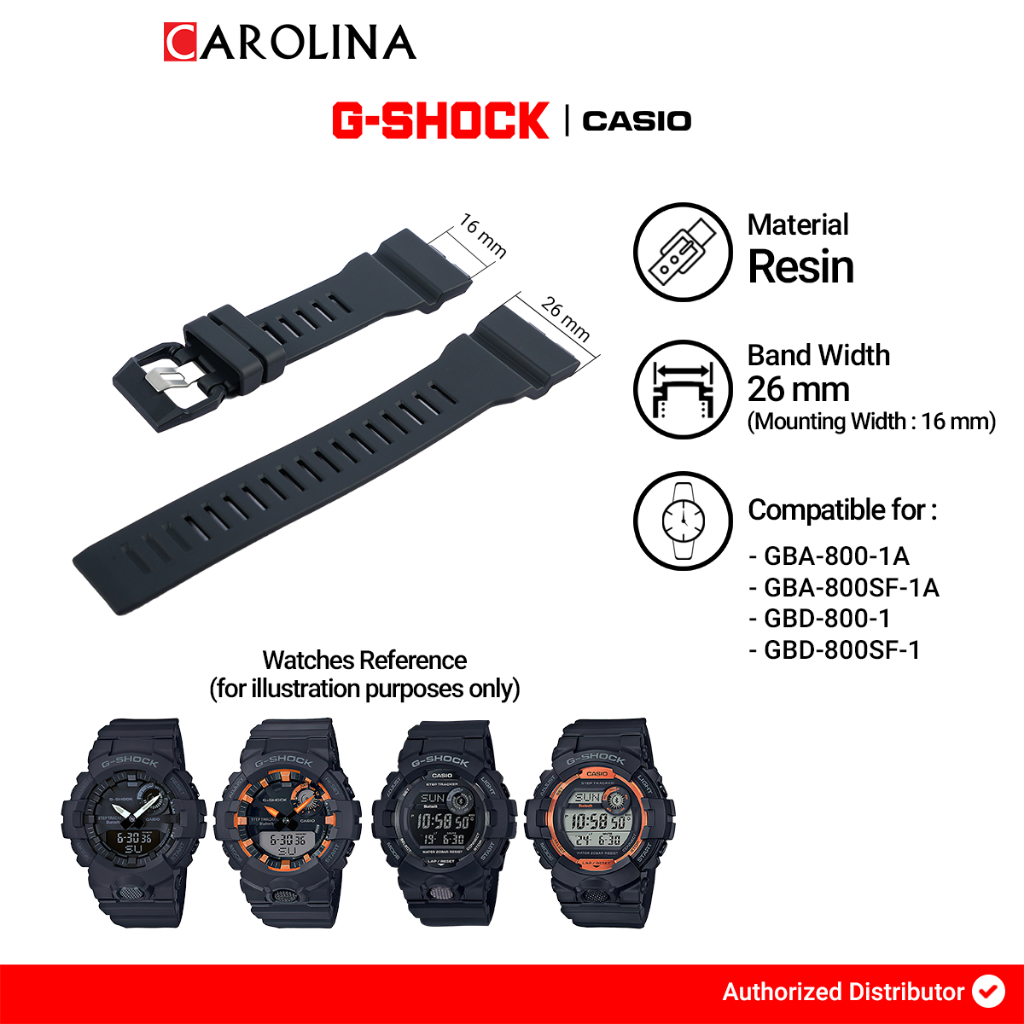 Tali Strap G-Shock GBA-800 / GBA-800SF / GBD-800 / GBD-800SF 26mm Black Resin 10561443