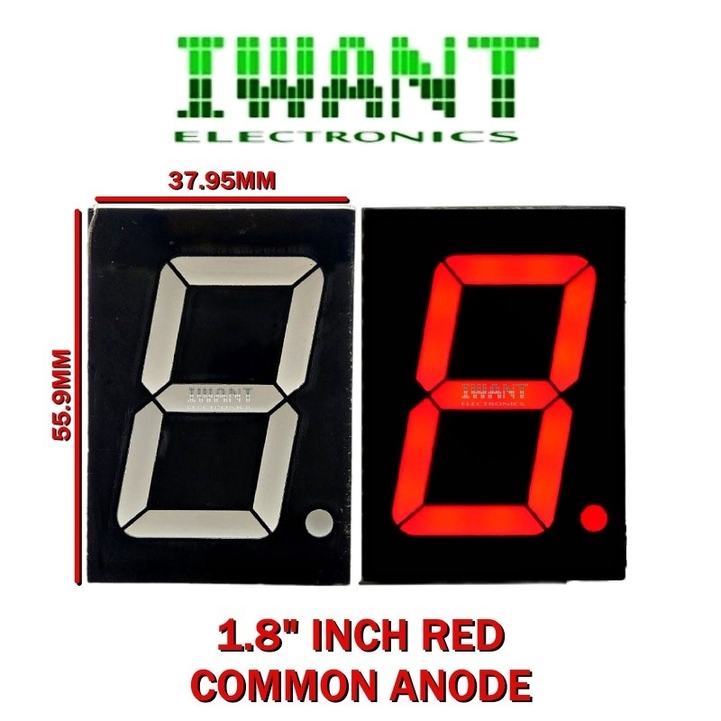 7SEGMENT 1.8' INCH COMMON ANODE RED 7 SEGMENT 1.8" INCH CA MERAH SEVEN SEGMEN 1.8 INCH 7 SEGMEN 1.8 