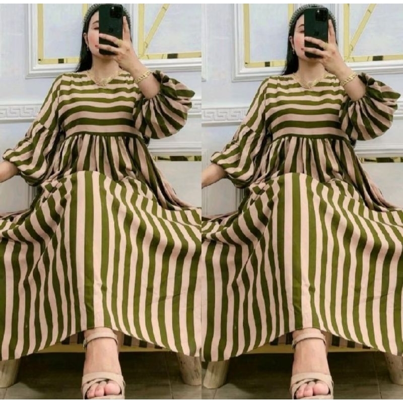 DASTER/GAMIS/DRESS SALUR KEKINIAN LENGAN BALON