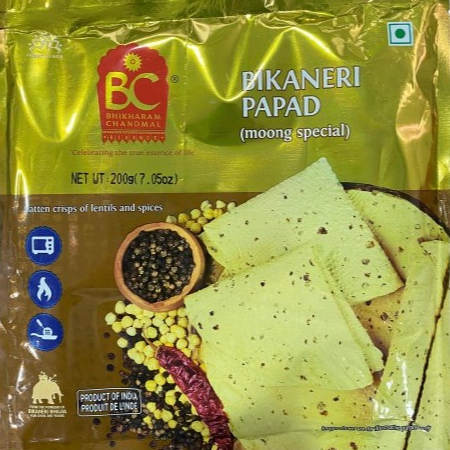 

BIKANERI PAPAD MOONG SPECIAL BHIKHARAM CHANDMAL 200G / Kerupuk India