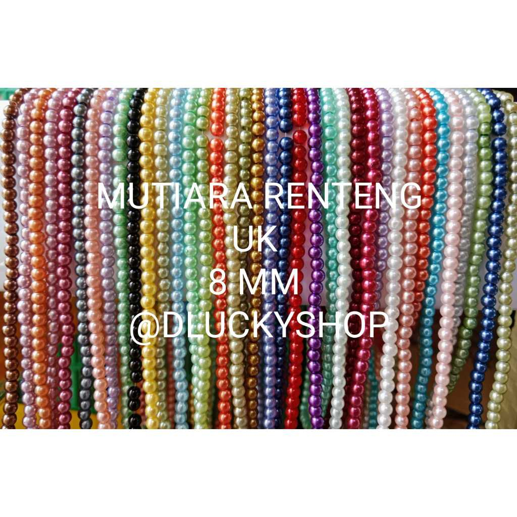 Mutiara sintetis mutsin manik Mute mutiara berat 8 mm renteng