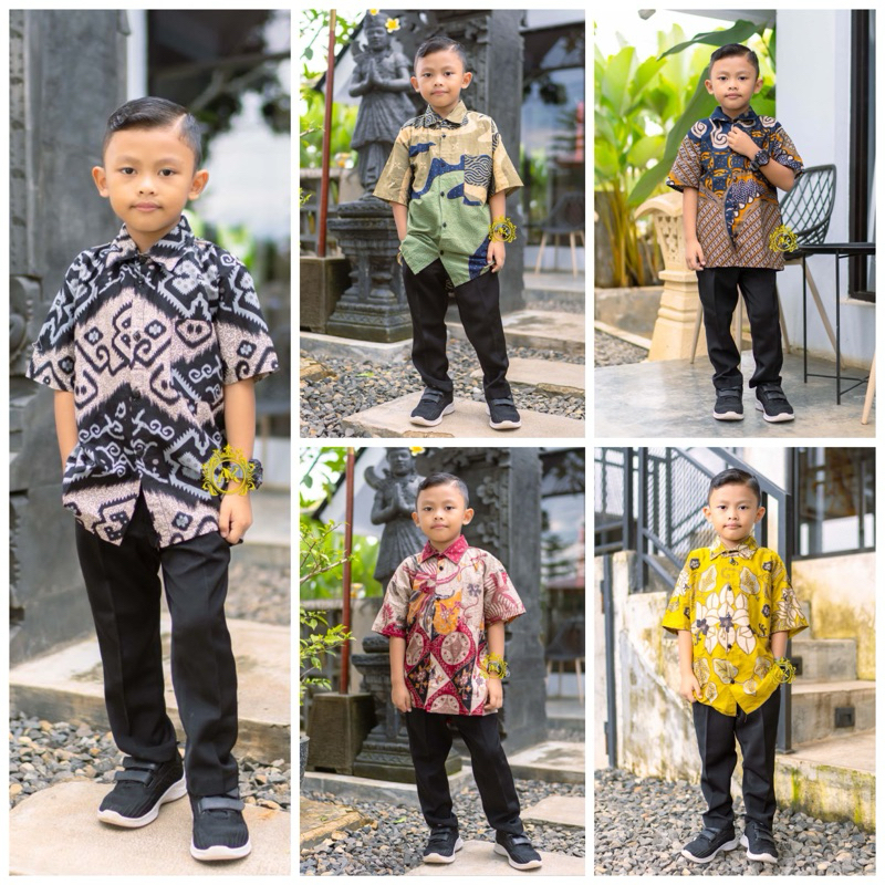 Baju batik anak laki-laki baju batik pria anak lengan pendek umur 2-13 tahun ARSDSTORE