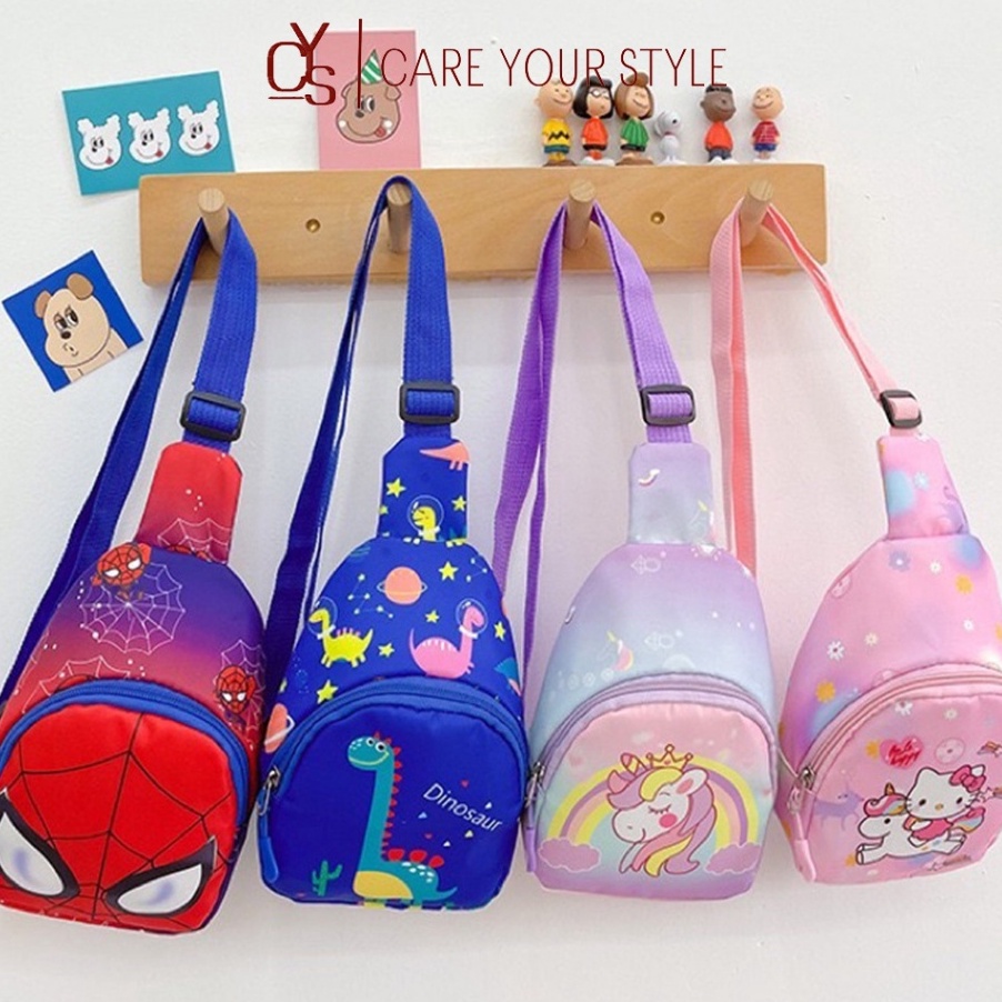 BestSeller Tas Selempang Anak Sling Bag Bahan Kanvas Nilon Motif Karakter Warna Pastel Cute Fashion 