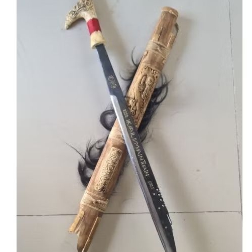 Mandau Hias Coklat Antik 80cm  Koleksi Dayak Kalimantan